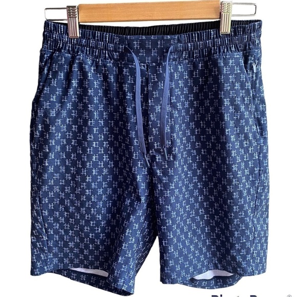 Lululemon Bowline Short *8" IKat Check White True Navy - Picture 1 of 6